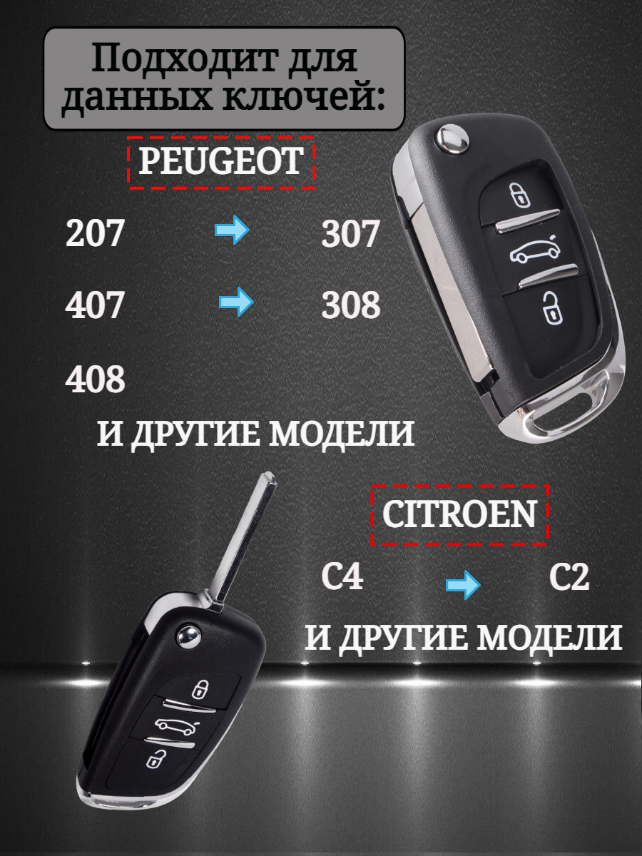 Чехол на ключ PEUGEOT / CITROEN (белый глянец)